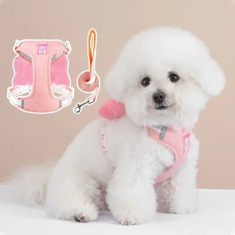 Cute Bow Mesh Dog Harness Set