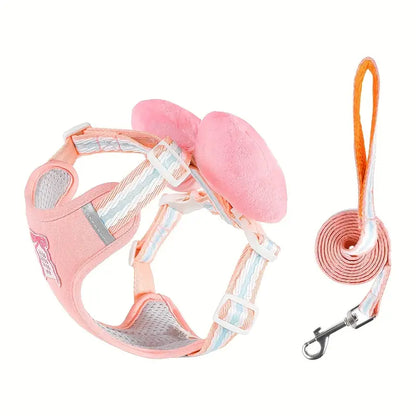 Cute Bow Mesh Dog Harness Set