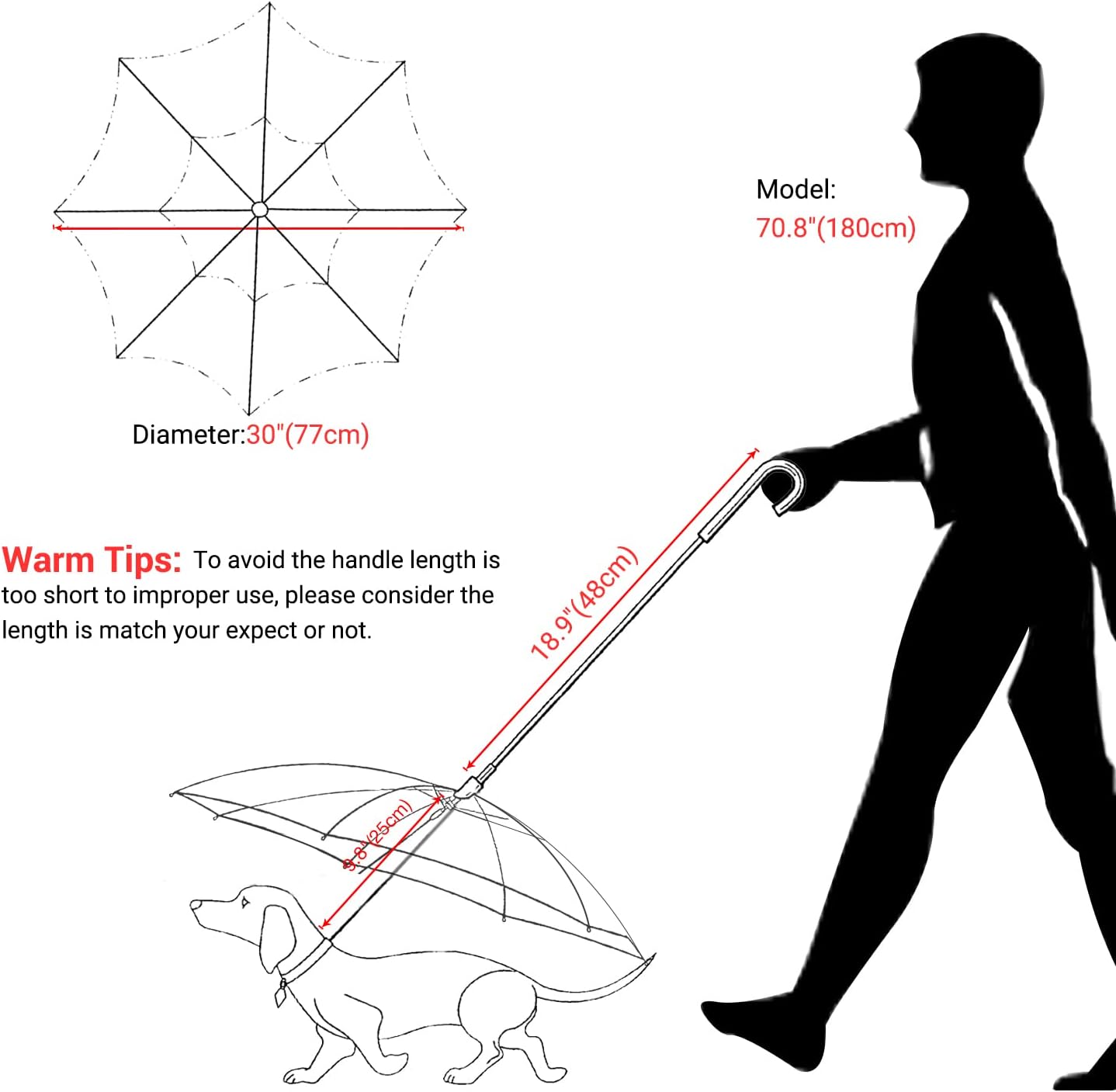 Umbrella leash clearance